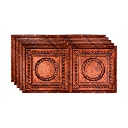 Acoustic Ceiling Products Fasade Rosette - 48-3/8" x 24-3/8" PVC Glue Up Tile in Moonstone Copper - PG5418